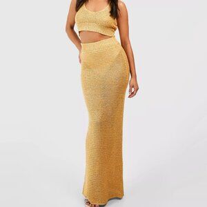 Summer Beach Crochet Top and Maxi Skirt Cover-Up Set
